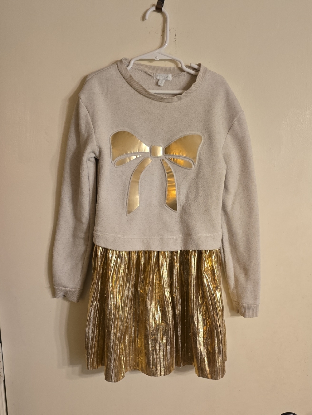 btween Cream Ribbed Knit Top with Logo Tag